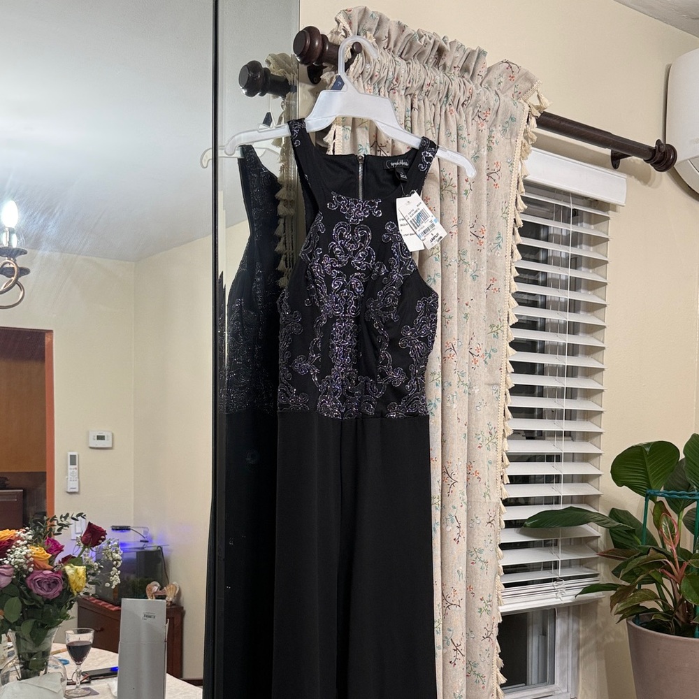 Macy's Black and Purple Jumpsuit